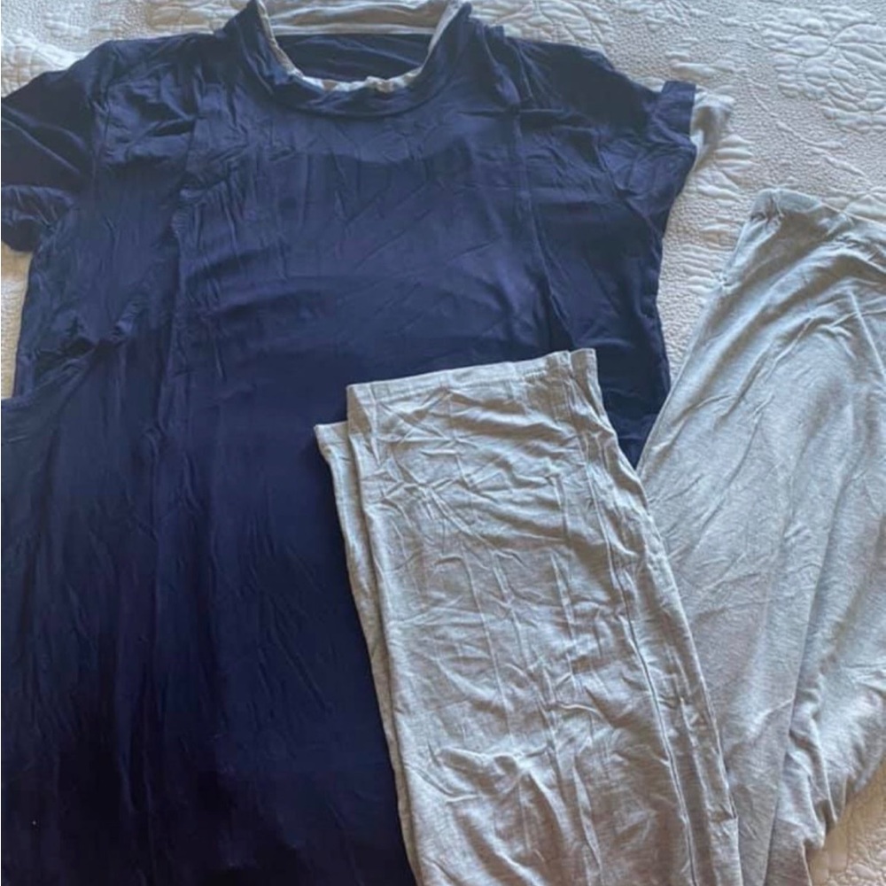 Women Ultra Soft Maternity & Nursing Pajama Set Pregnancy Sleepwear Navy Small